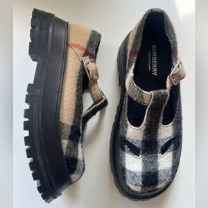 Burberry Aldwych Nova Check Wool Platform‎ Mary Jane Shoes